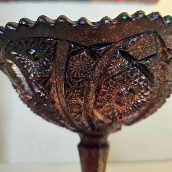 HANDCRAFTED Upcycled Etched Glass Goblet Dish HANDPAINTED Tabletop Art Decor - Picture 13 of 17